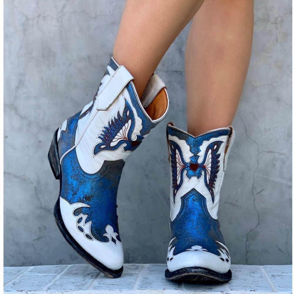 Mexicana Dragon Blue/White Leather Boots